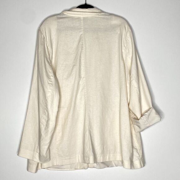 Lane Bryant Linen Blend Roll Tab Sleeve Blazer Women's Plus Size 26 - Picture 2 of 7